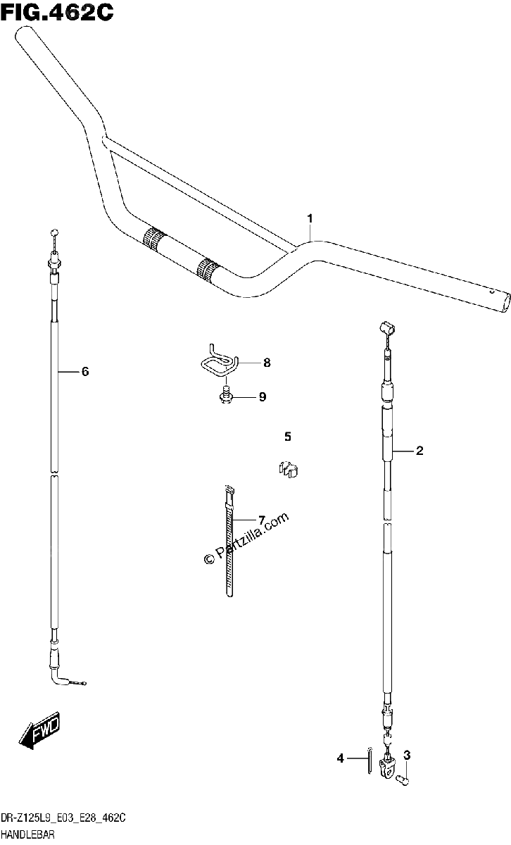 Diagrama de 462C HANDLEBAR DR Z125LL9 E28