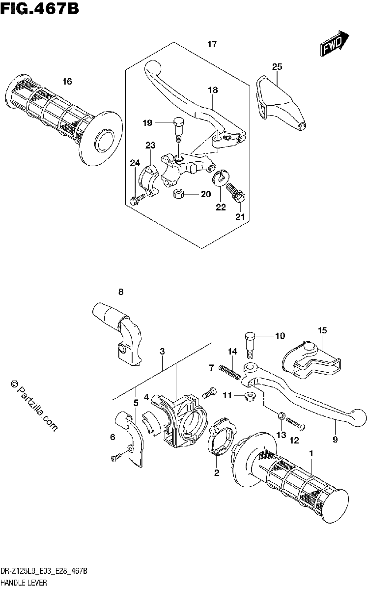 Diagrama de 467B HANDLE LEVER DR Z125LL9 E03