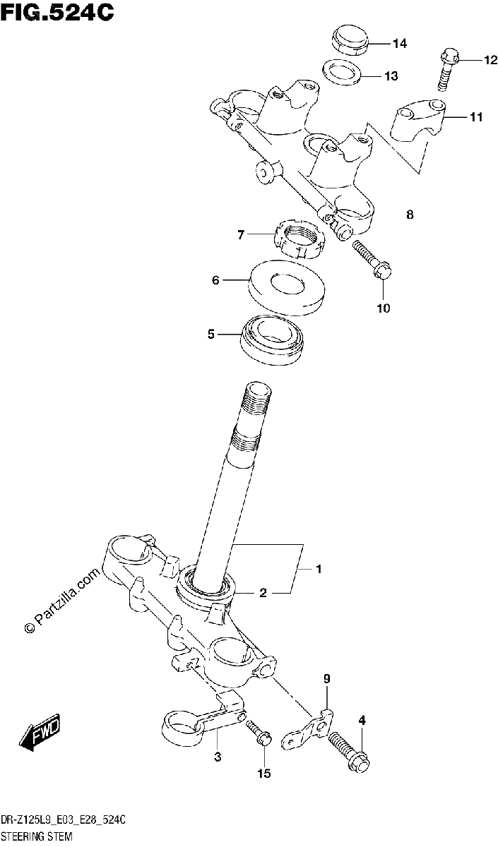 Diagrama de 524C STEERING STEM DR Z125LL9 E28
