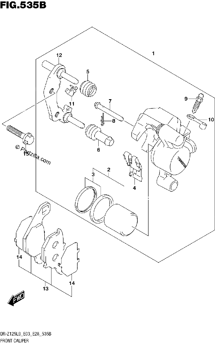Diagrama de FRONT CALIPER DR Z125LL9 E28