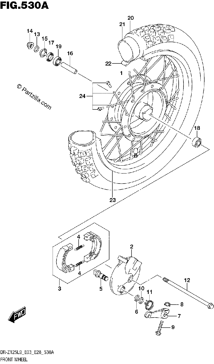 Diagrama de FRONT WHEEL DR Z125L9 E28