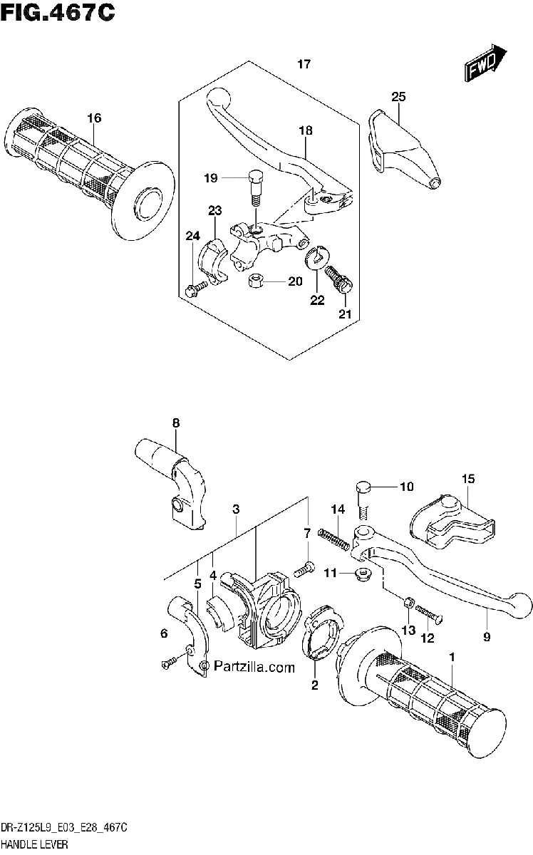 Diagrama de HANDLE LEVER DR Z125LL9 E28