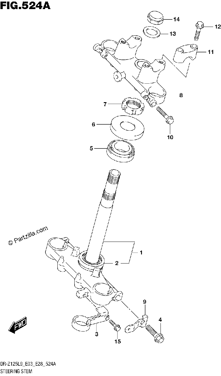 Diagrama de STEERING STEM DR Z125L9 E28