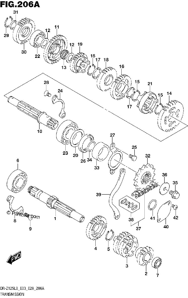 Diagrama de TRANSMISSION DR Z125L9 E28