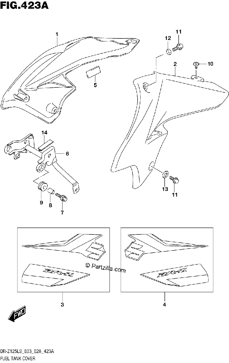 Diagrama de 423A FUEL TANK COVER