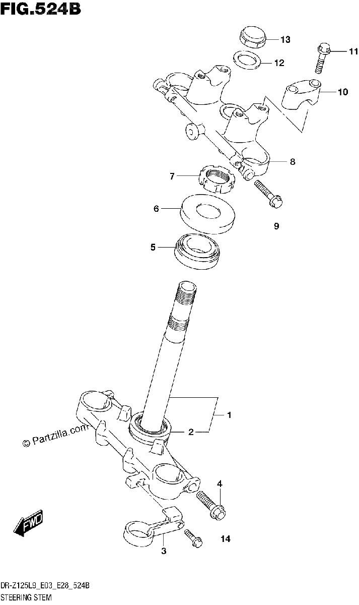 Diagrama de 524B STEERING STEM DR Z125LL9 E03