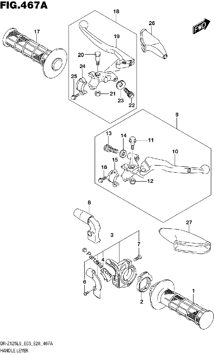 Diagrama de HANDLE LEVER DR Z125L9 E28