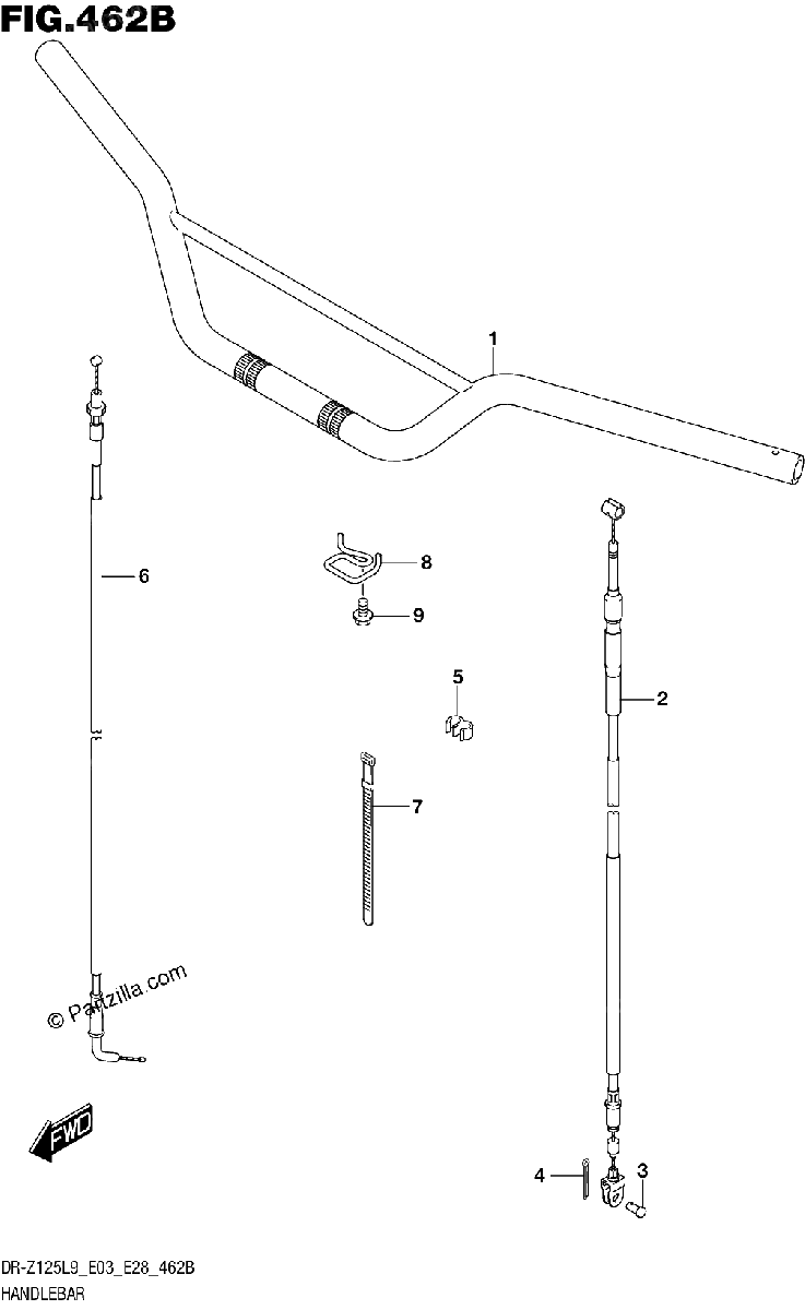 Diagrama de HANDLEBAR DR Z125LL9 E03