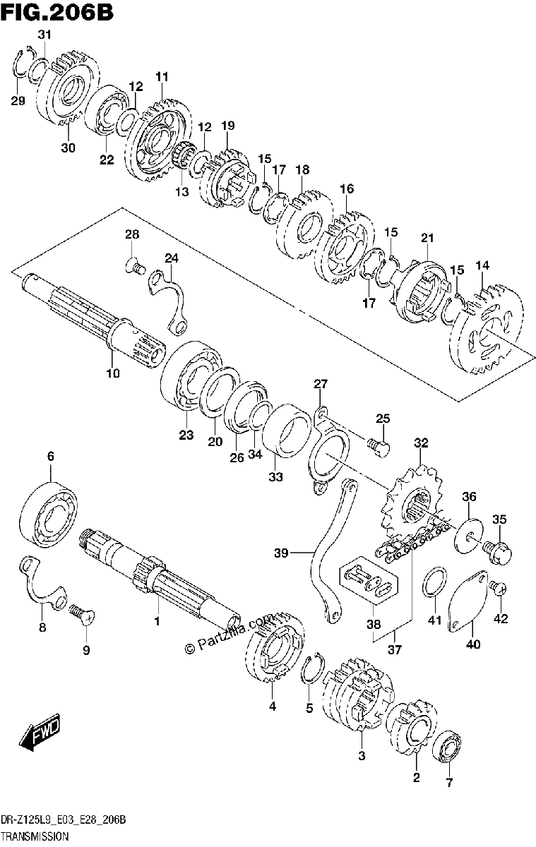 Diagrama de TRANSMISSION DR Z125LL9 E03