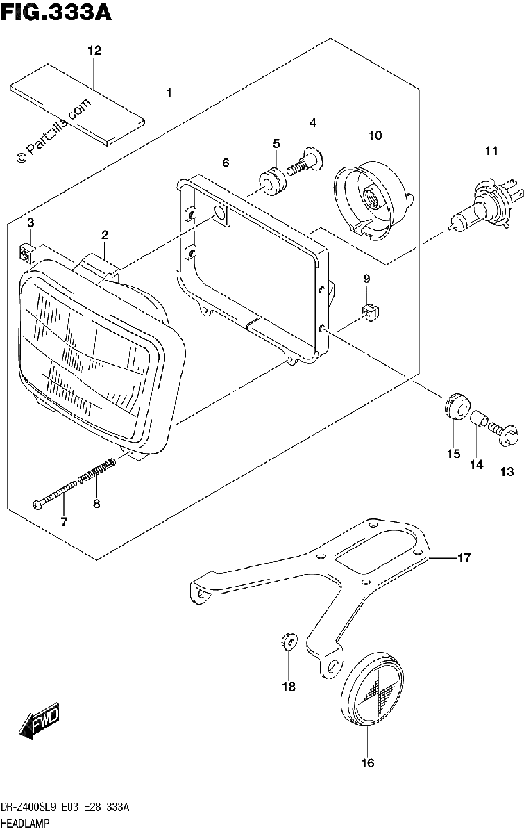 Diagrama de 333A HEADLAMP