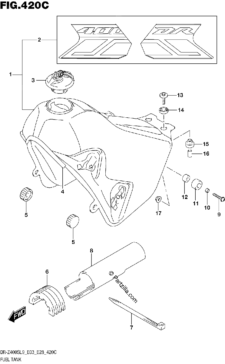 Diagrama de 420C FUEL TANK DR Z400SL9 E33