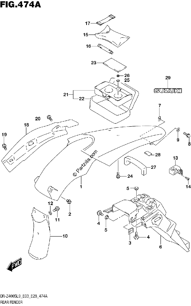 Diagrama de 474A REAR FENDER
