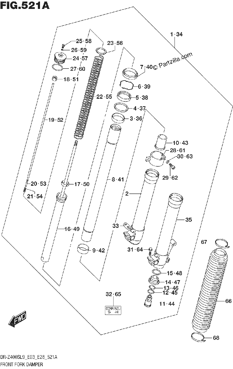 Diagrama de 521A FRONT FORK DAMPER