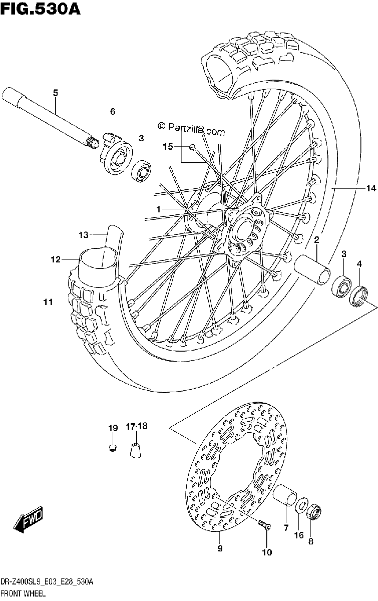 Diagrama de 530A FRONT WHEEL