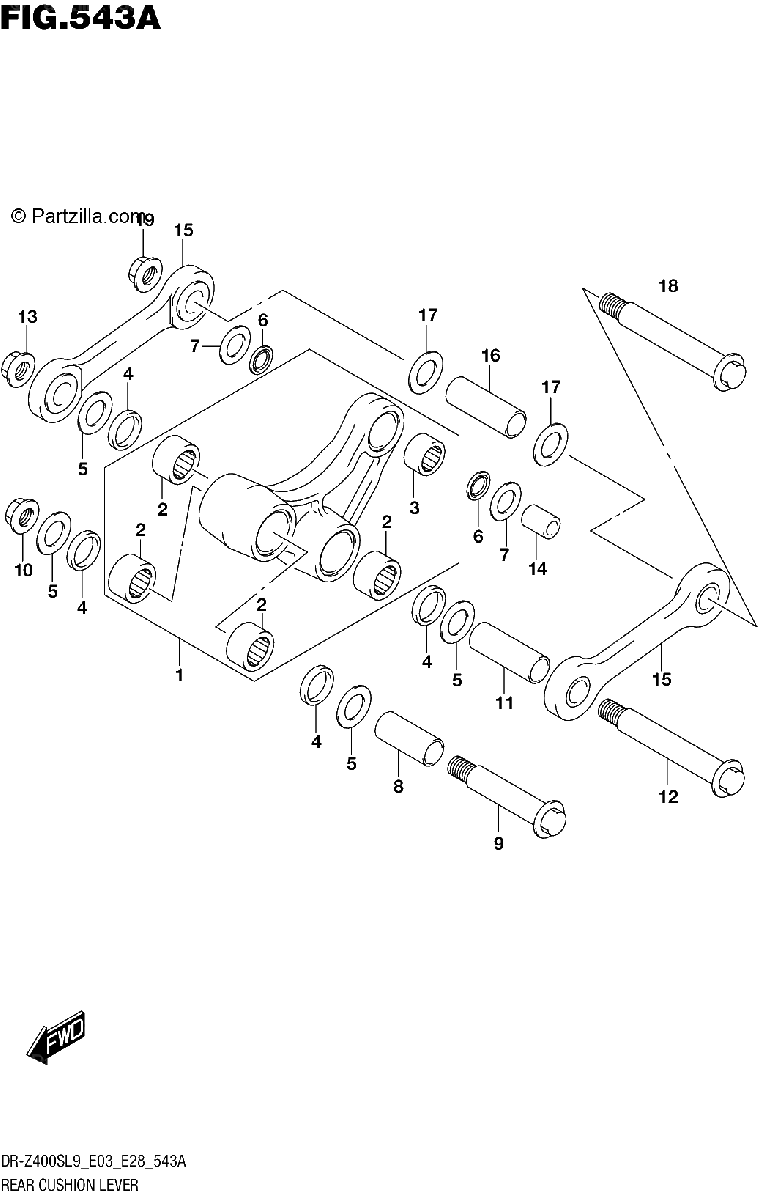 Diagrama de 543A REAR CUSHION LEVER