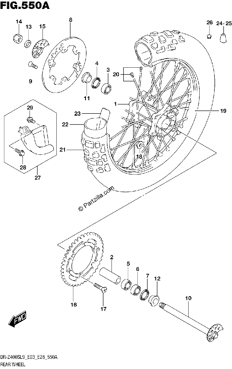 Diagrama de 550A REAR WHEEL