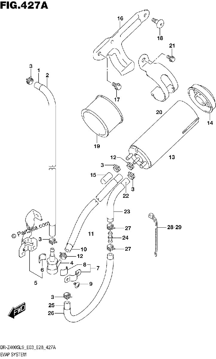 Diagrama de EVAP SYSTEM DR Z400SL9 E33