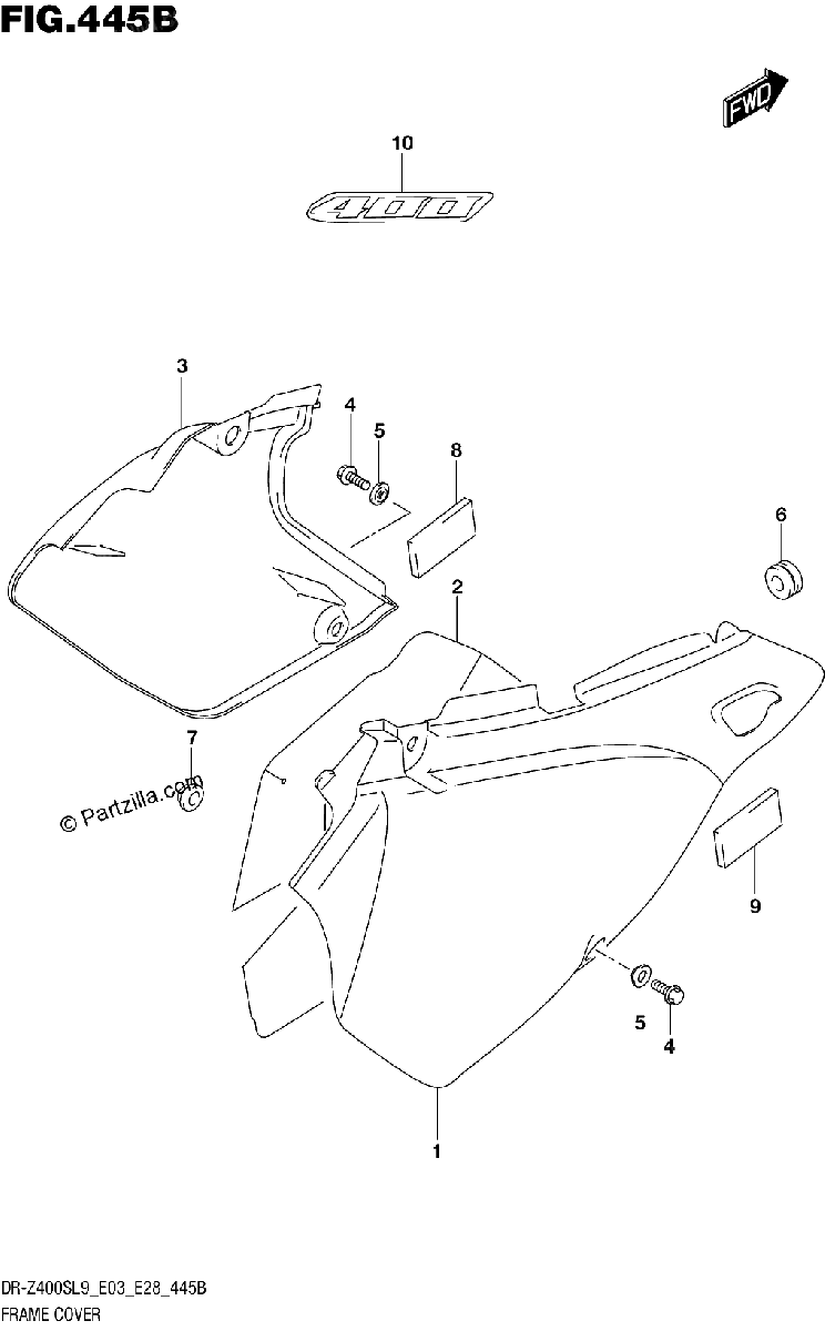 Diagrama de FRAME COVER DR Z400SL9 E28