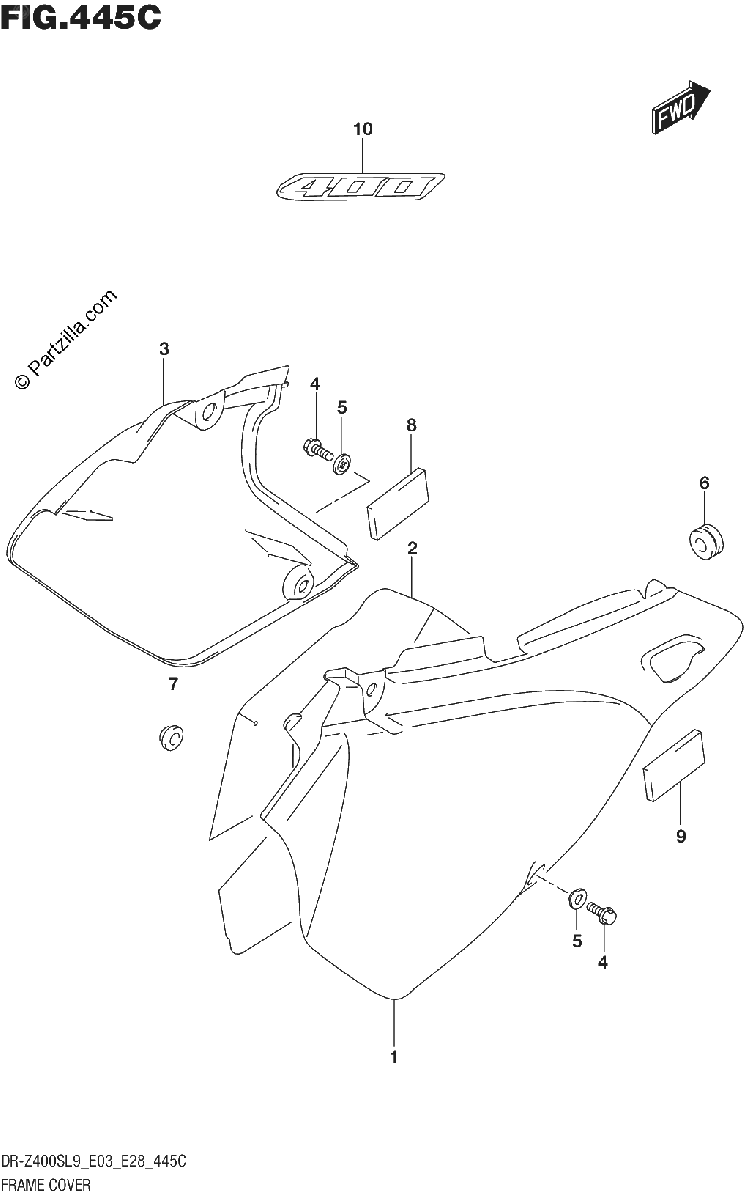 Diagrama de FRAME COVER DR Z400SL9 E33