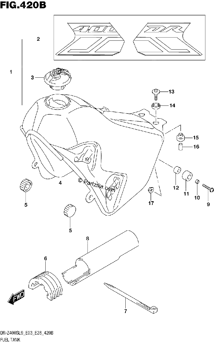 Diagrama de FUEL TANK DR Z400SL9 E28