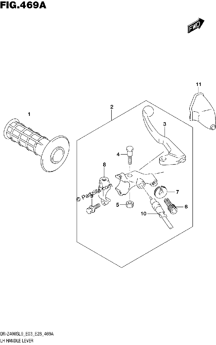 Diagrama de LH HANDLE LEVER