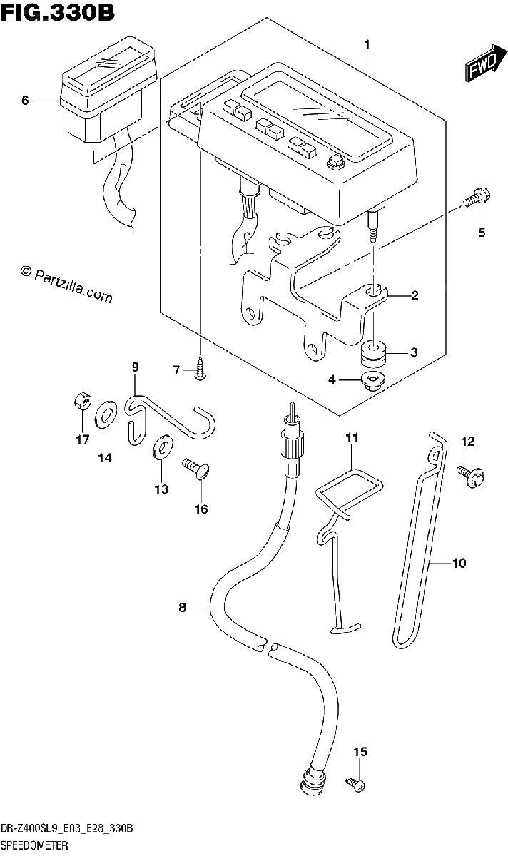 Diagrama de SPEEDOMETER DR Z400SL9 E28