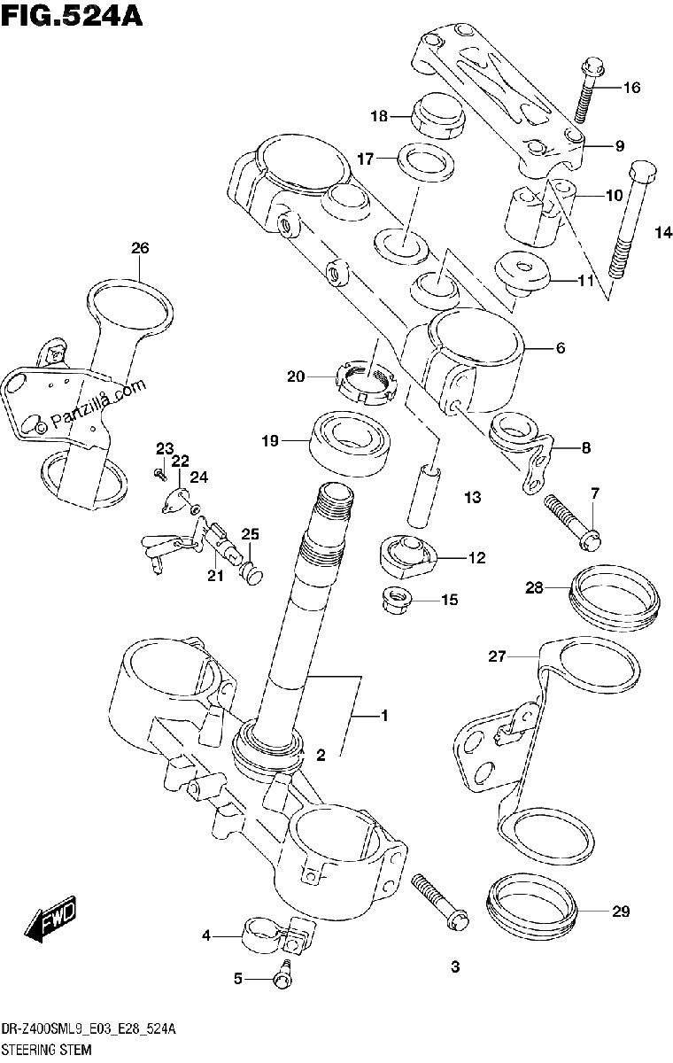 Diagrama de 524A STEERING STEM