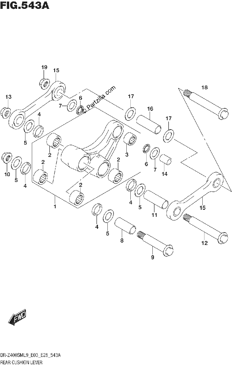 Diagrama de 543A REAR CUSHION LEVER
