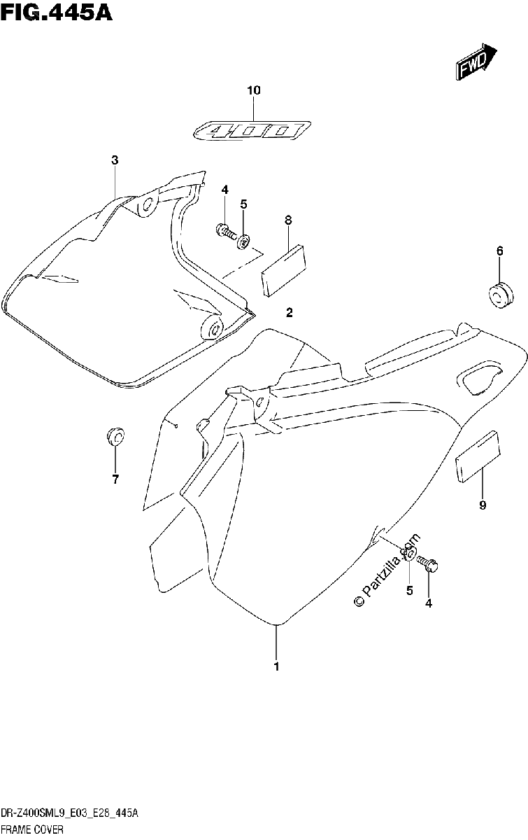 Diagrama de FRAME COVER DR Z400SML9 E03