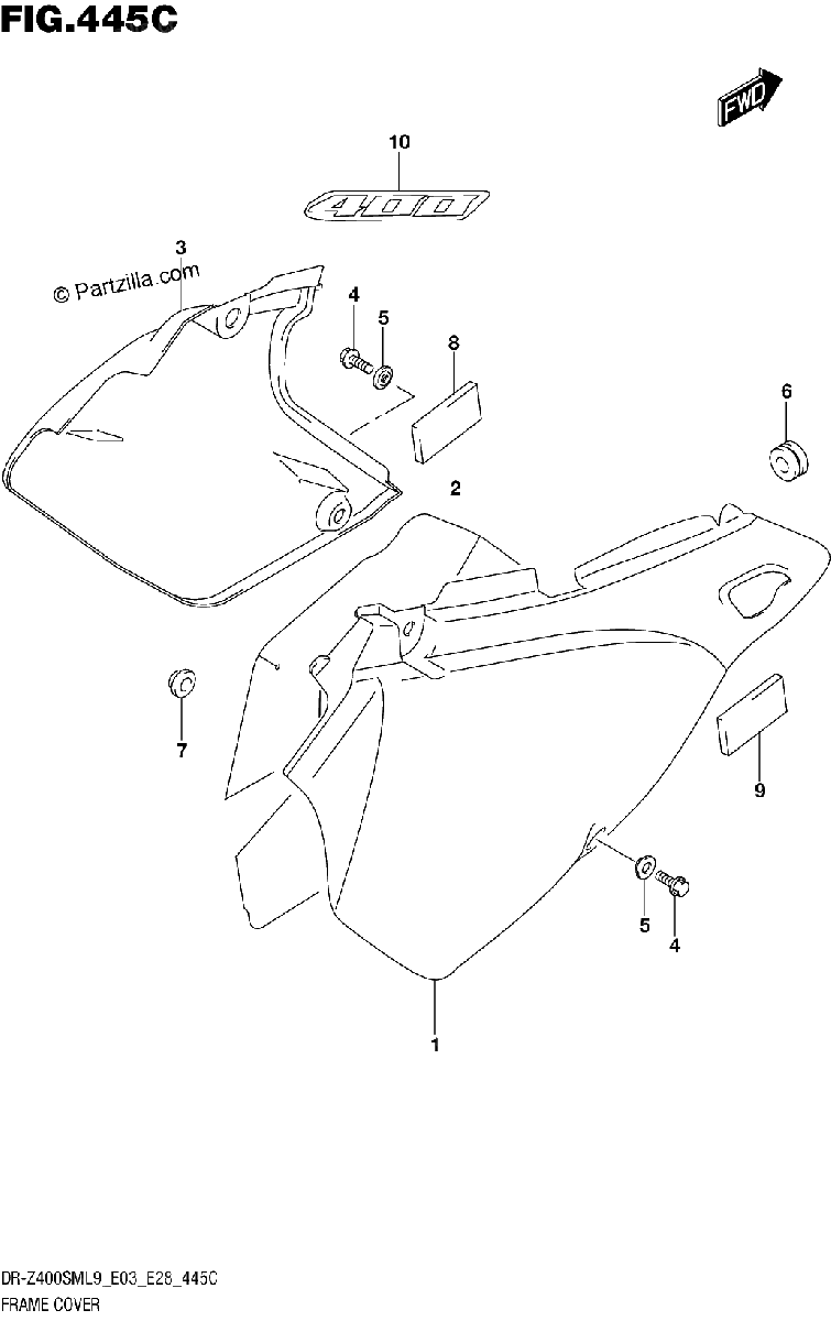 Diagrama de FRAME COVER DR Z400SML9 E33