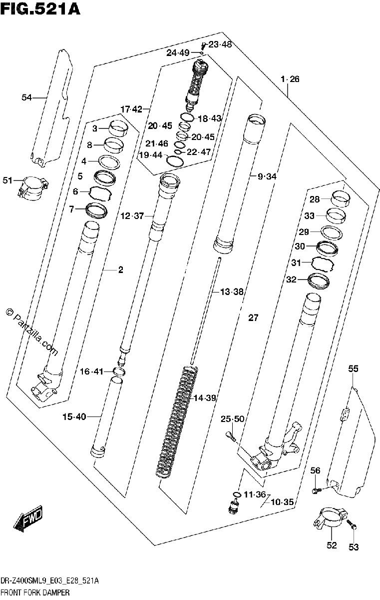 Diagrama de FRONT FORK DAMPER