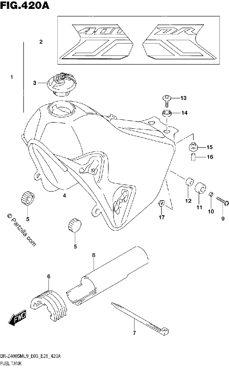 Diagrama de FUEL TANK DR Z400SML9 E03