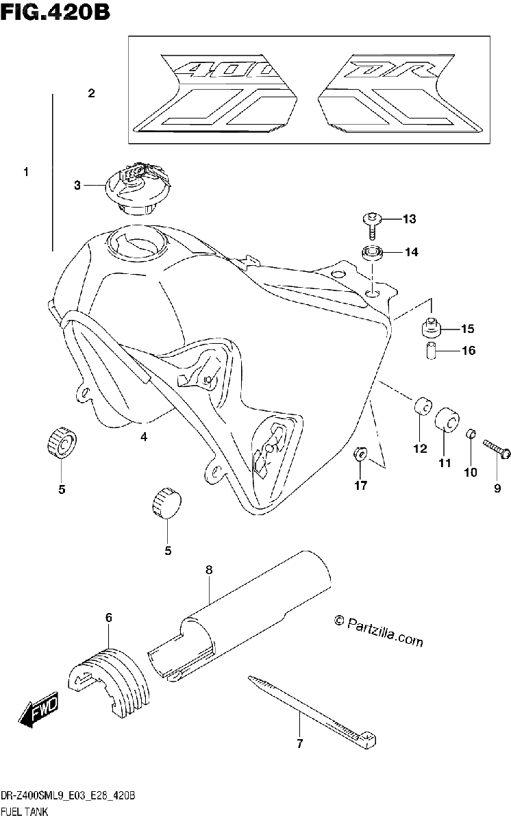 Diagrama de FUEL TANK DR Z400SML9 E28