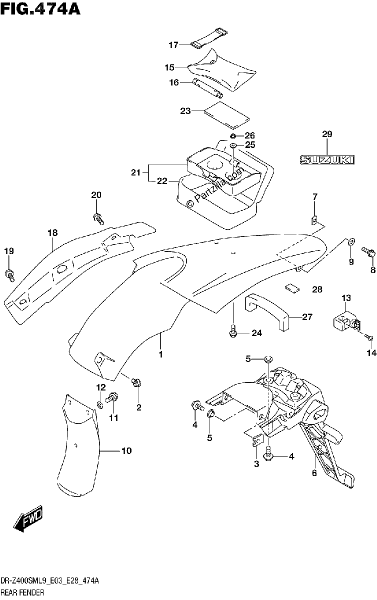 Diagrama de REAR FENDER
