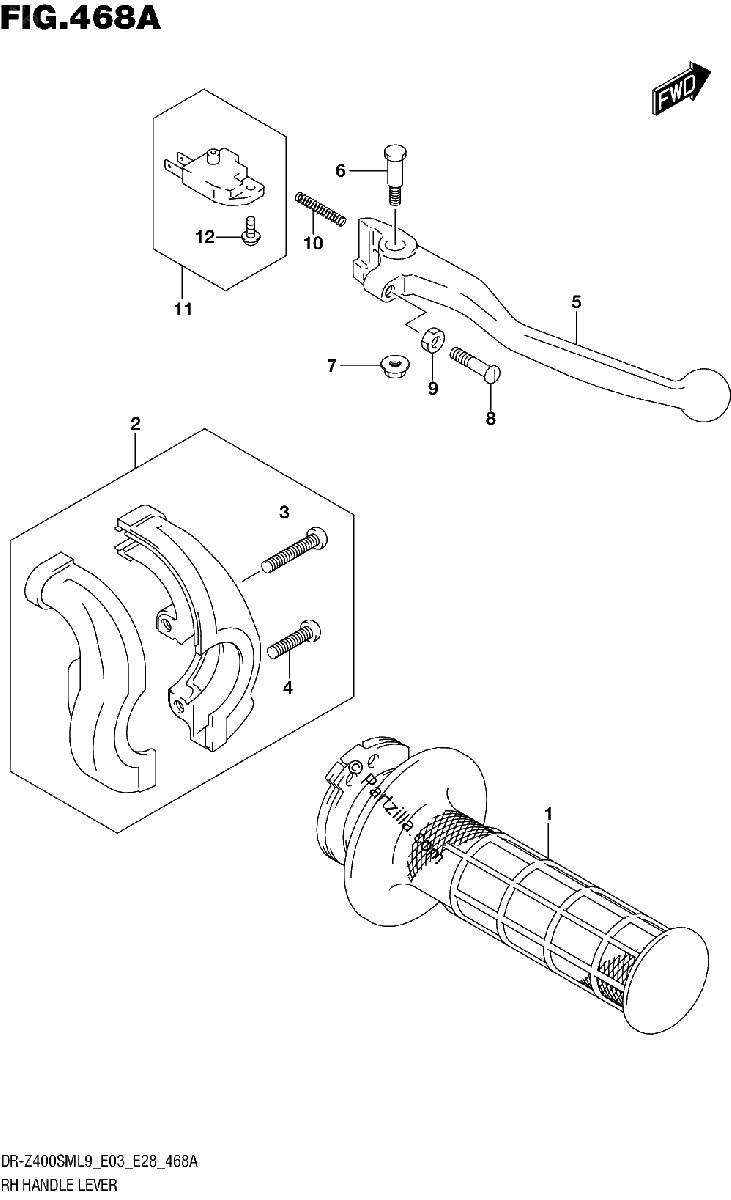 Diagrama de RH HANDLE LEVER