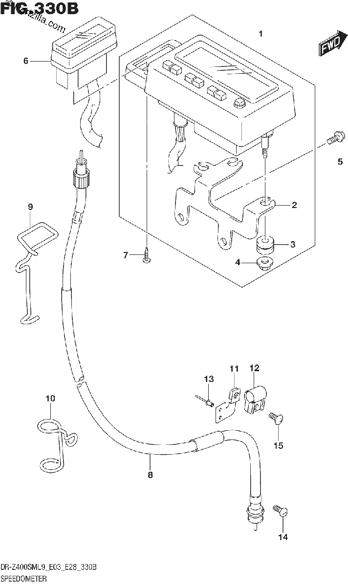 Diagrama de SPEEDOMETER DR Z400SML9 E28