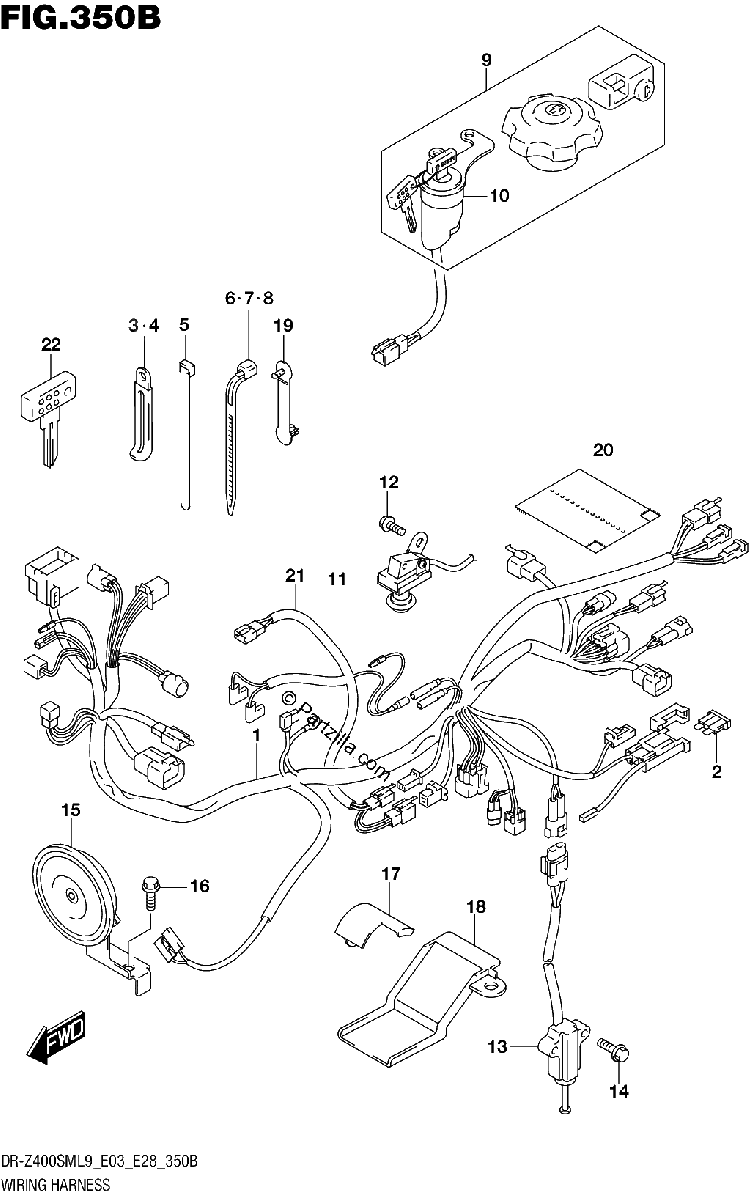 Diagrama de WIRING HARNESS DR Z400SML9 E28