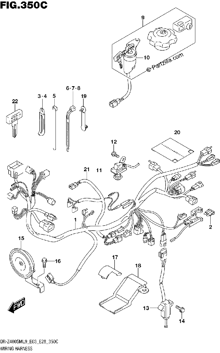 Diagrama de WIRING HARNESS DR Z400SML9 E33
