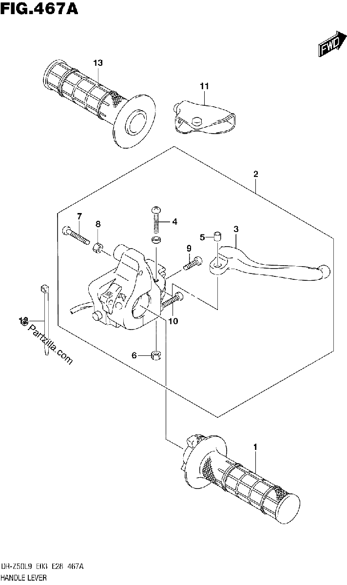 Diagrama de 467A HANDLE LEVER