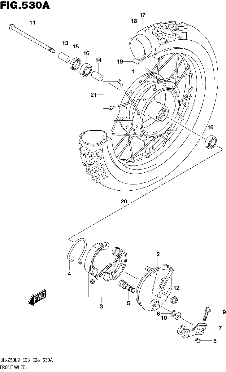 Diagrama de 530A FRONT WHEEL