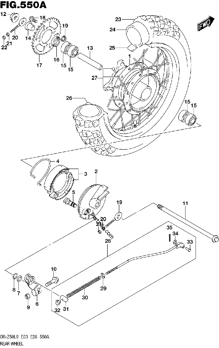 Diagrama de REAR WHEEL