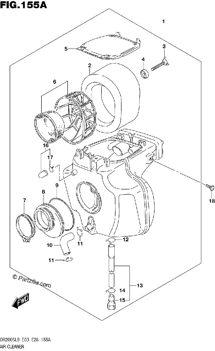 Diagrama de 155A AIR CLEANER