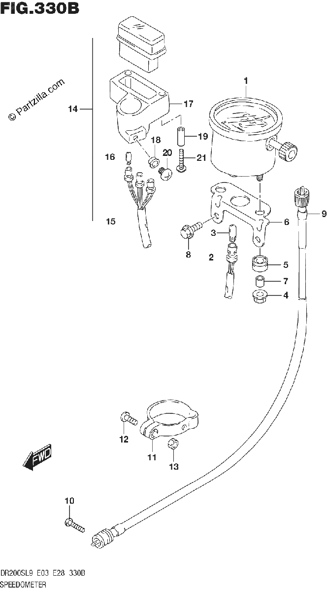 Diagrama de 330B SPEEDOMETER DR200SL9 E28
