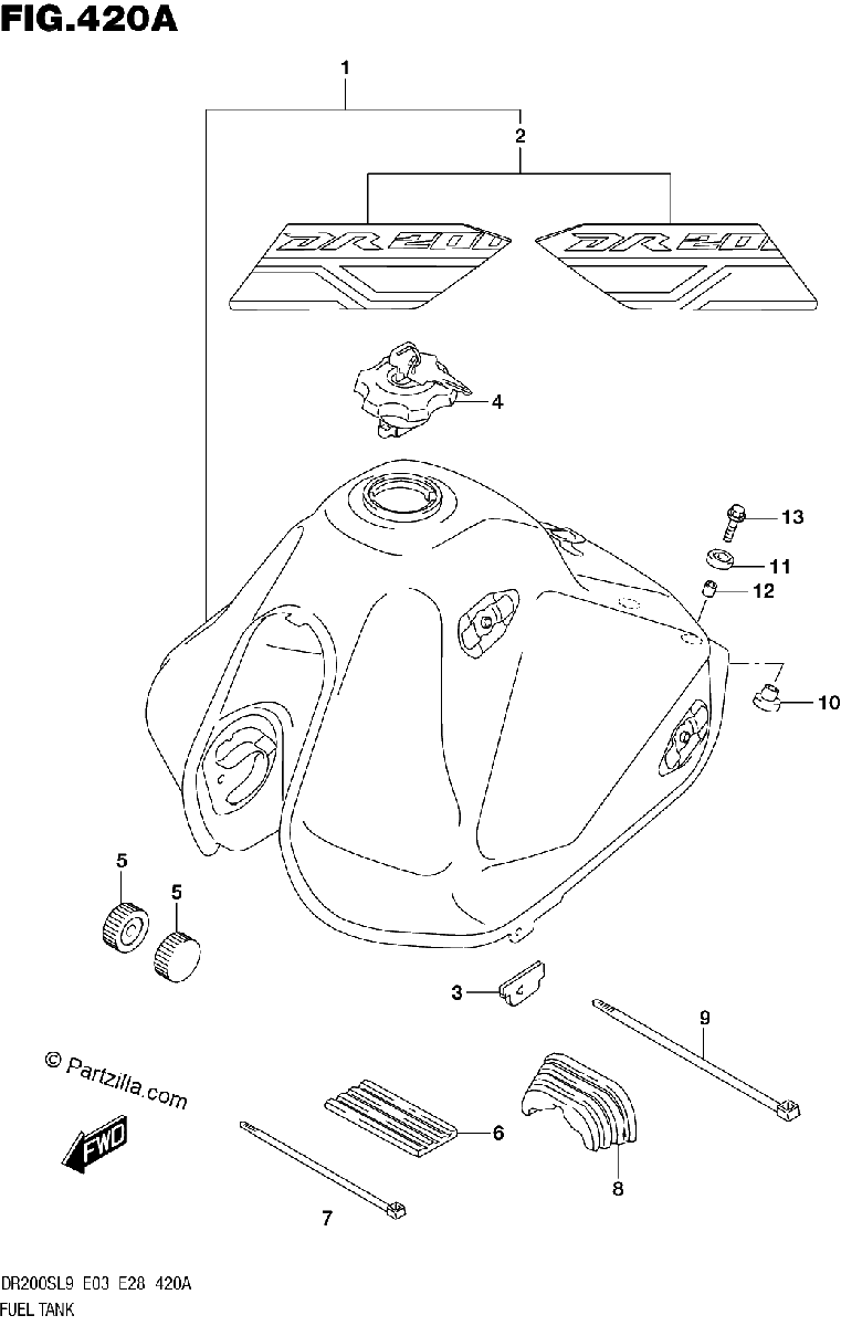 Diagrama de 420A FUEL TANK DR200SL9 E03