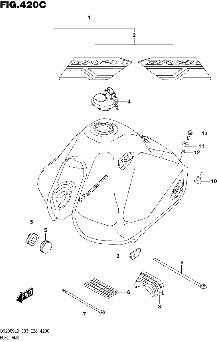 Diagrama de 420C FUEL TANK DR200SL9 E33