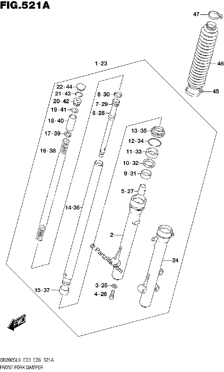 Diagrama de 521A FRONT FORK DAMPER