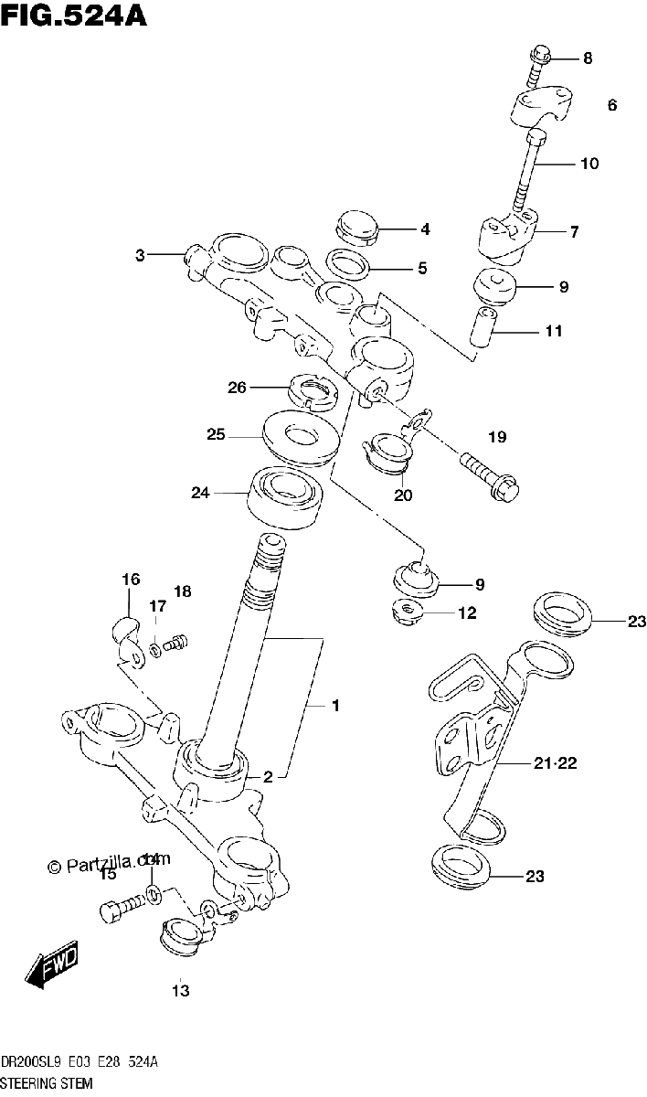 Diagrama de 524A STEERING STEM