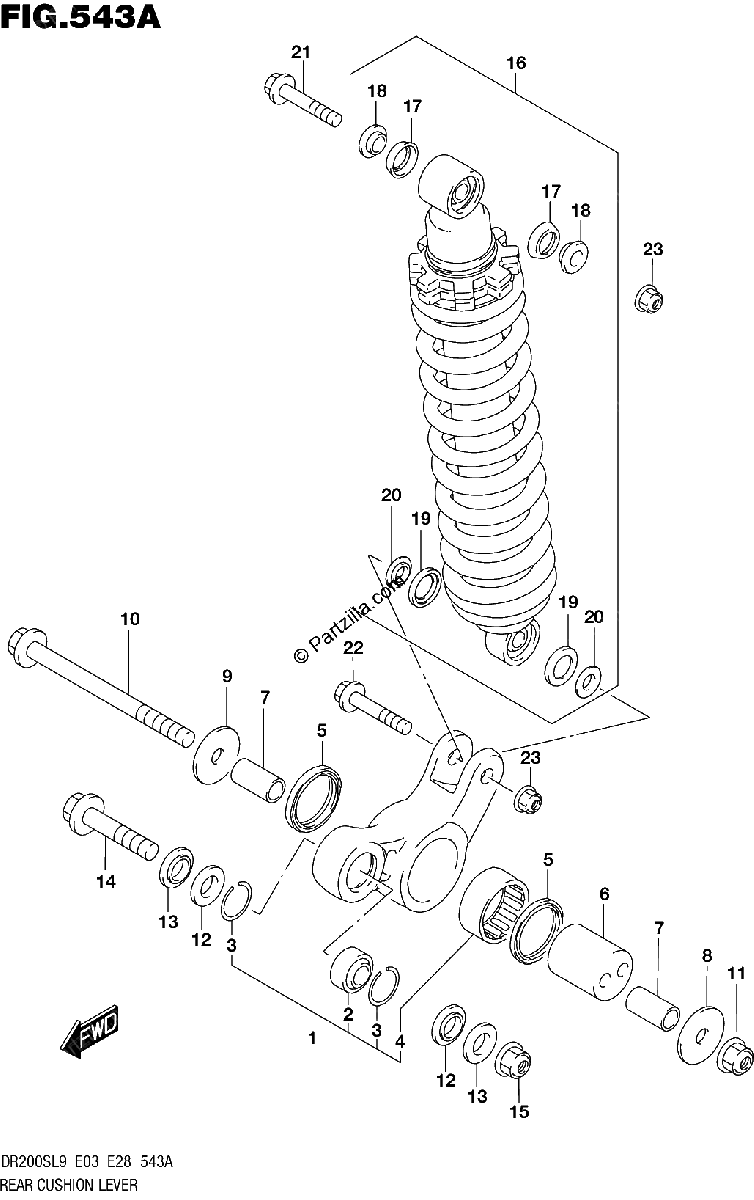 Diagrama de 543A REAR CUSHION LEVER