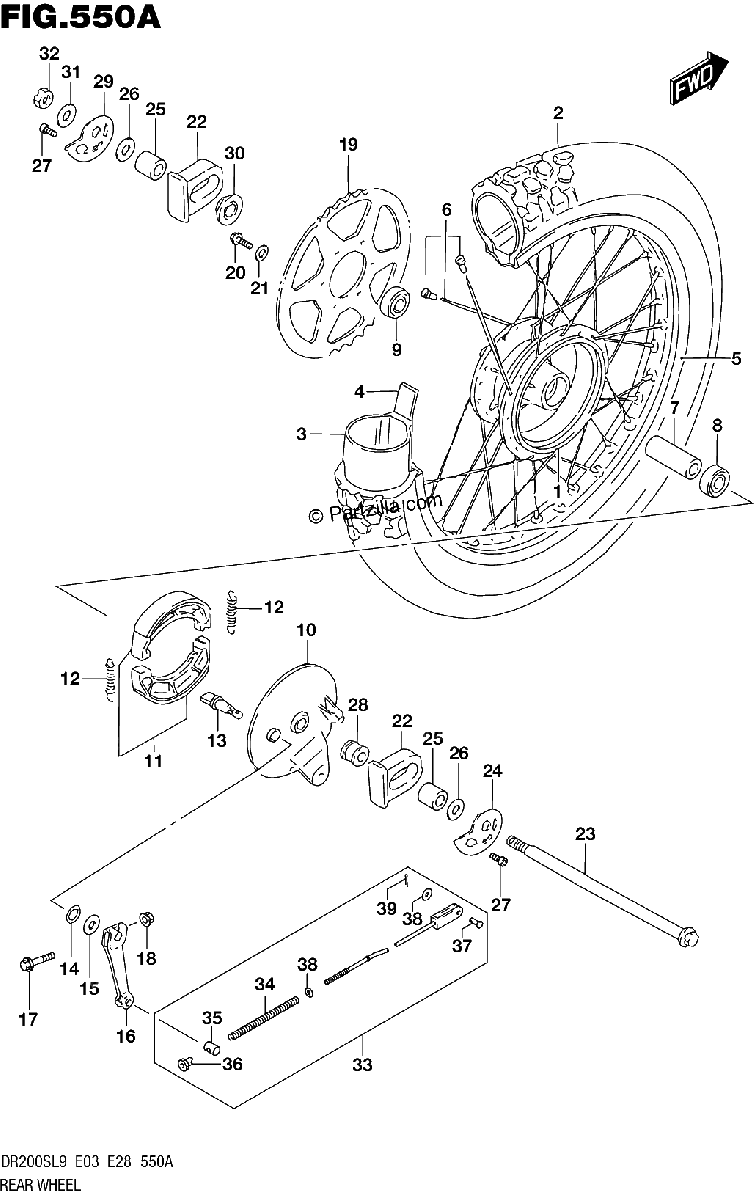Diagrama de 550A REAR WHEEL