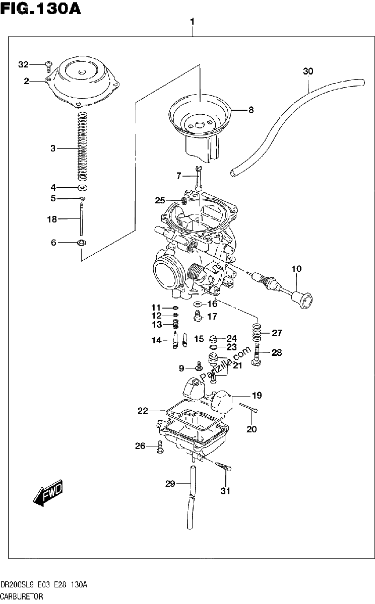 Diagrama de CARBURETOR DR200SL9 E03